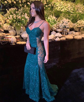 Vestido de noche sexy de sirena con tirantes finos Y5010