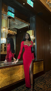 Vestido de noche rojo vintage con mangas largas, vestido rojo para fiesta de cumpleaños número 20 Y4924