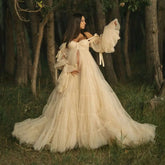 Pleated tulle pregnant women's dress, pregnant women's photography props dress baby shower dress