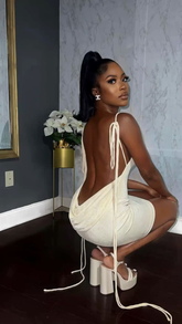 Vestido corto de fiesta con tirantes finos y espalda descubierta para mujer Y1948