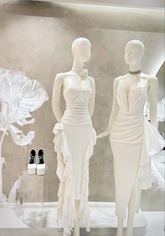 Robe de bal blanche de style différent, robe de soirée blanche Y1930