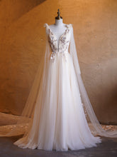 Robes de bal longues en tulle brodé, coupe trapèze, décolleté en V profond