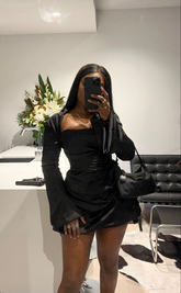 Robe de soirée noire sexy courte pour bal de promo Y4460