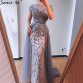 Robe de soirée à manches courtes en cristal de Dubaï, modèle 2025, robe de soirée sirène de luxe sexy, LA60960
