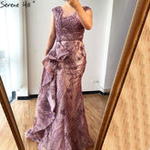 Dubai Pink Mermaid Sleeveless Evening Dresses High-end O-Neck Beading Lace Party Gowns 2025 LA70669