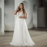 Robe de mariée blanche élégante à col en V et manches courtes, ornée d'appliqués de dentelle, grande taille, longueur au sol, pour femmes (vestidos de novia).