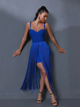 Fringed Long Bandage Dress Women Evening Party Dress n Elegant Blue Sexy Birthday Club Outfits Summer