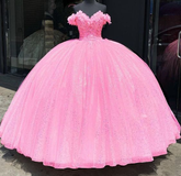 Robe de bal à paillettes épaules dénudées pour Sweet 16 Y4488