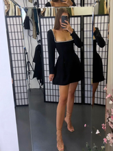 Ravissante robe de soirée noire trapèze, robe cocktail noire Y2376