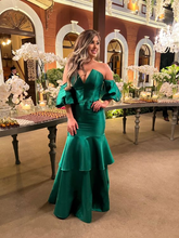 Elegant Green Satin Mermaid Evening Dress Green Formal Dress Y6188