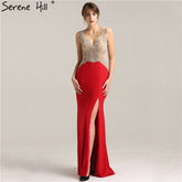Sale Fashion Sexy Sleeveless Mermaid Bridal Dress V-Neck Crystal Elegant Formal Evening Gown 2025 Real Photo LA6263