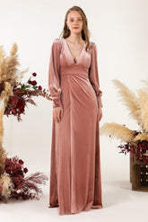 Velvet Bridesmaid Dress Floor Length
