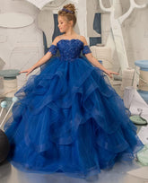 Vestido de niña de las flores con hombros descubiertos para boda, vestido de princesa con cuentas para concurso de belleza