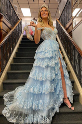 Sparkly Prom Dress with Slit Skirt, Wedding Dress, Graduation School Party Gown Y1812