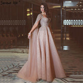 Sale Gold Backless Sexy Luxury Evening Dresses 2025 Dubai Crystal Sleeveless A-Line Formal Dress LA70290