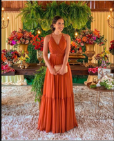 Elegante vestido de noche corte A con escote en V, encantador vestido de noche Y5059