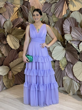 Lavender A-line V Neck Evening Dress Wedding Guest Dress Y5283