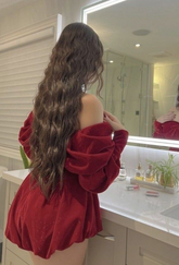 Robe de bal mini rouge velours à épaules dénudées Y4184