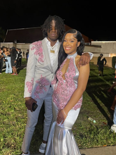 Vestido de noche de sirena gris sexy con cola, vestido de gala Y6722