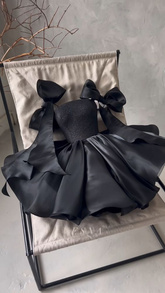 Chic Black A-line Homecoming Dress Black Cocktail Dress Y6522