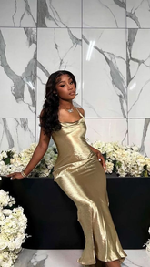 Robe de soirée noire dos nu dorée, robe de bal Y4128