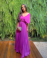 Vestido de noche fucsia corte A, traje de invitada de boda fucsia Y5058