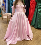 Vestido de fiesta clásico rosa corte A, vestido de noche rosa Y6763