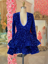 Royal Blue Sequins Homecoming Dress Backless Homecoming Dress Y2152