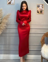 Red Elegant Long Sleeves Evening Dress Red Prom Dress Y6933