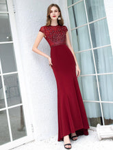 Baoleely Mermaid / Trumpet Max Chiffon Beaded Luxurious Sexy Formal Evening Dresses Cap Sleeves Floor Length