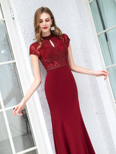 Baoleely Mermaid / Trumpet Max Chiffon Beaded Luxurious Sexy Formal Evening Dresses Cap Sleeves Floor Length Prom Dresses