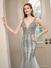 Baoleely Mermaid V-neck Beaded Luxurious Fashion Formal Evening Dresses Sleeveless Floor Length
