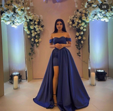 Magnifiques robes de soirée sexy à épaules dénudées et fente haute pour femmes - Nouvelles robes somptueuses pour femmes - Vêtements de soirée pour femmes - Y4845