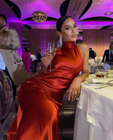 Elegant High Neck Long Evening Dress Simple Evening Gown Y7345