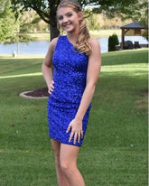 One Shoulder Red Short Homecoming Dress SYH23