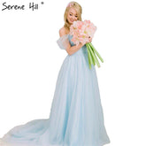 En oferta, sin devoluciones ni reembolsos. Vestidos de novia vintage color azul claro con hombros descubiertos para fotografía de embarazadas, con fajín de cordones, estilo sexy (modelo 2025 HA2002).