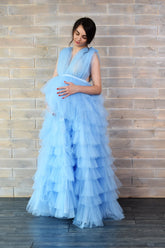 Vestido de maternidad azul claro para baby shower