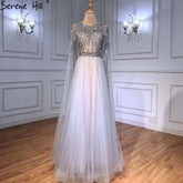 Luxury Gold Arabia Cape sleeves Beaded A-Line Evening Dresses Gowns 2025 For Woman Party LA71362