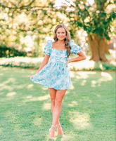 Retro Style Floral A-line Short Homecoming Dress Summer Outfit Dress Y2957