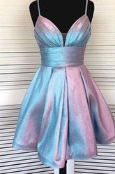 Robe de soirée à bretelles spaghetti, col V court, robe de bal de fin d'année