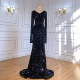 Moslim Black Sequin Mermaid Avond Jurken 2025 Elegante Sparkle Luxe Voor Vrouwen Party LA71486