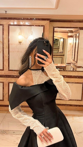 Classy Black A-line Satin Evening Dress Black Dinner Dress Y6700