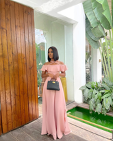 Elegante vestido largo de fiesta rosa corte A, vestido de noche rosa Y4874