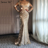 Newest Long Sleeves Luxury Slim Sexy Evening Dresses 2025 Mermaid Tassel Beading High-end Fashion Evening Gowns LA6467