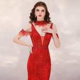 Women's Mermaid Evening Dress Long Prom Dresses Beaded Formal Dresses