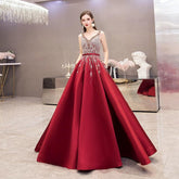 Women's Sexy Evening Dress A-Line Prom Dresses Beaded Formal Dresses Sleeveless for Women