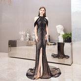 Women's Sexy Evening Dress Beaded Formal Dresses Long Prom Dresses for Women