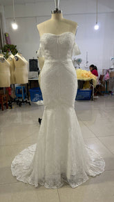 Vintage Lace Mermaid Wedding Dress Strapless Formal Prom Evening Gown