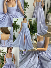 Robe de soirée modeste, robe de bal en satin sur mesure Y193