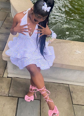 Vestido corto y sexy blanco/rosa/negro para fiesta de bienvenida con lentejuelas para mujer Y1613